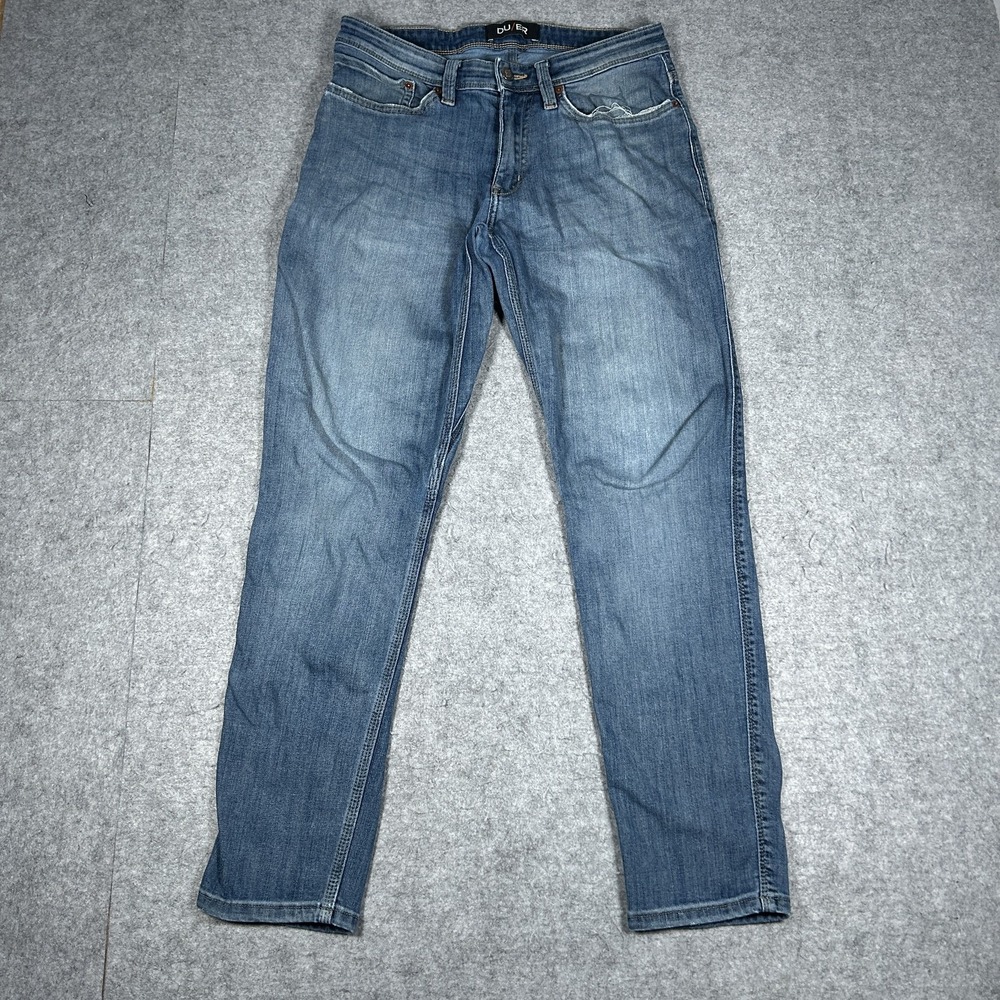DUER Denim Jeans Mens 32x32(30x29) Medium Blue Wash Slim Fit Performance Stretch